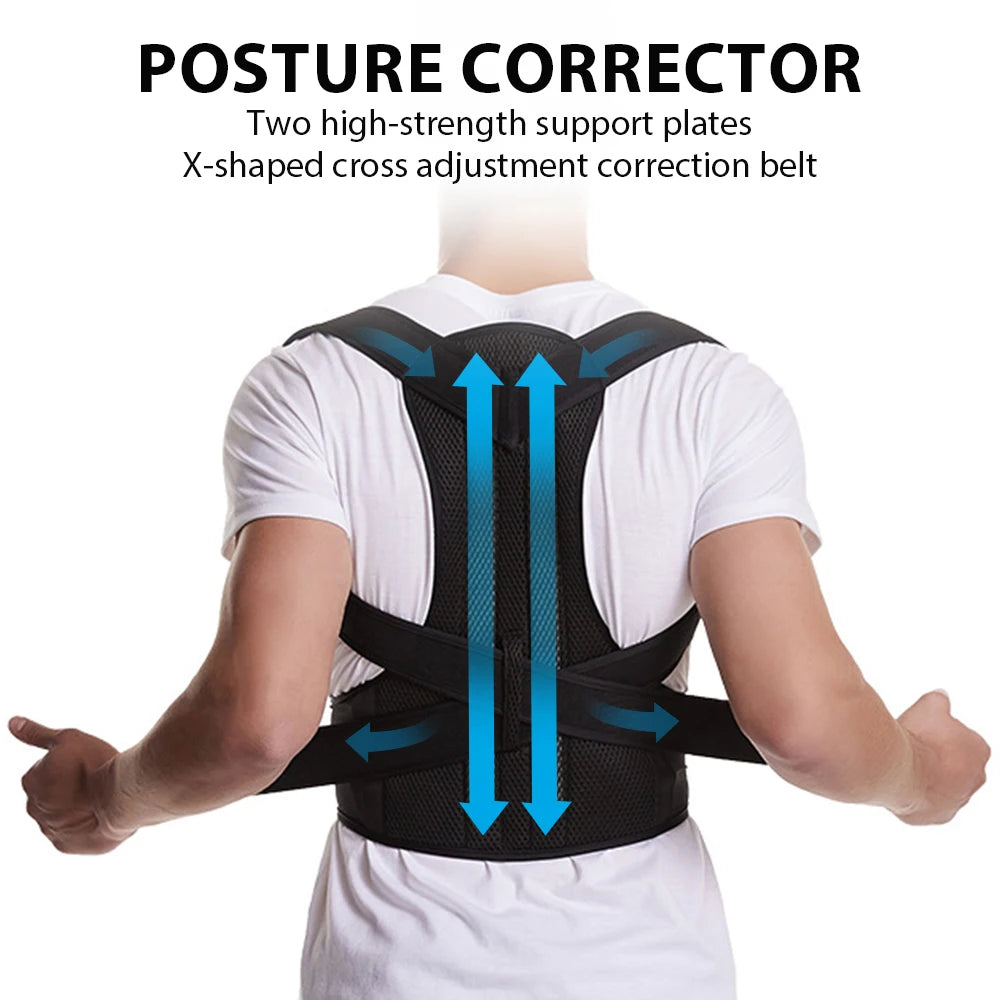 Back Brace Posture Corrector for Women & Men, Adjustable Back Lumbar Support Belt Shoulder Posture Support for Improve Scoliosis - GilloServ