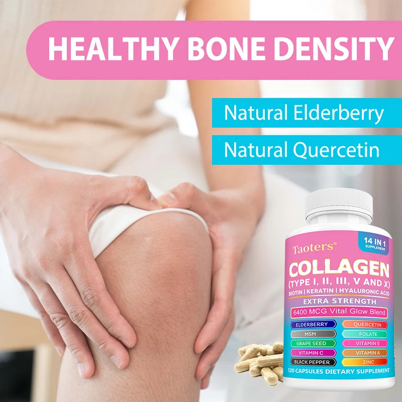 Collagen Types I, II, III, V and X - Biotin, Capillary Vitamin, Hyaluronic Acid - Supports Skin, Hair, Nails and Joints - GilloServ