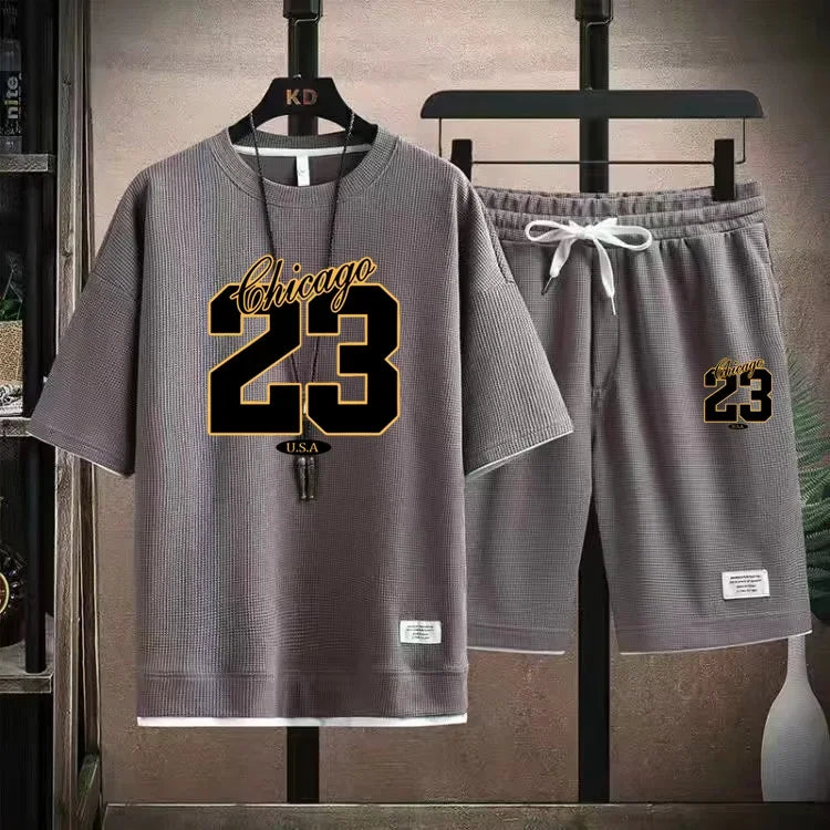 High Quality Men's Comfortable  //Summer  Fashion Print Sports Suit Fitness Jogging Daily Casual Wear Beach Shorts Set - GilloServ