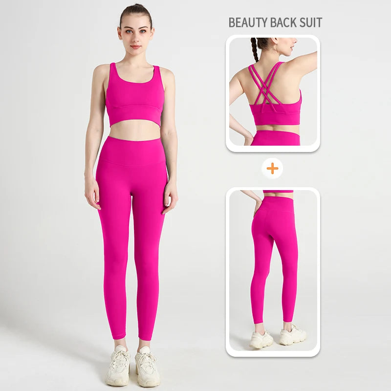 Yoga Clothes Women's Tracksuit Athletic Wear Pilates Fitness Suit - GilloServ