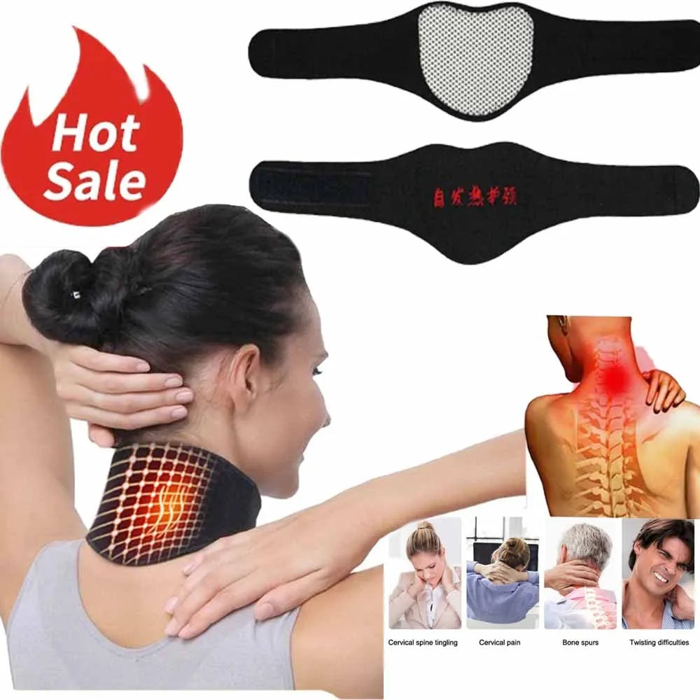 Self-heating Tourmaline Neck Magnetic Therapy Support Belt Black Protect Band Neck Support Massage Health Care - GilloServ