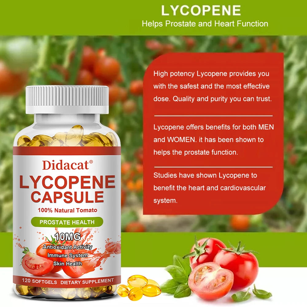 Lycopene Capsules - Prostate Health, Urinary Tract Health, Enhance Immunity,Tomato Extract,Gluten-Free - GilloServ