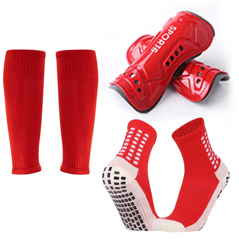 3 Pieces Set Anti Slip Grips Socks and Shin Guard & Sleeve Set - GilloServ