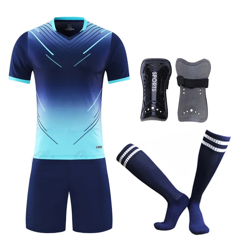 Football Jerseys Kits/Socks/Shin Pads Soccer Uniforms/Adult/Kid Suits