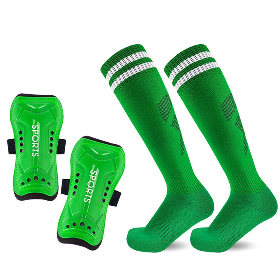 1Pair Soccer Shin Guards Socks Set Football Over Knee Length Socks - GilloServ