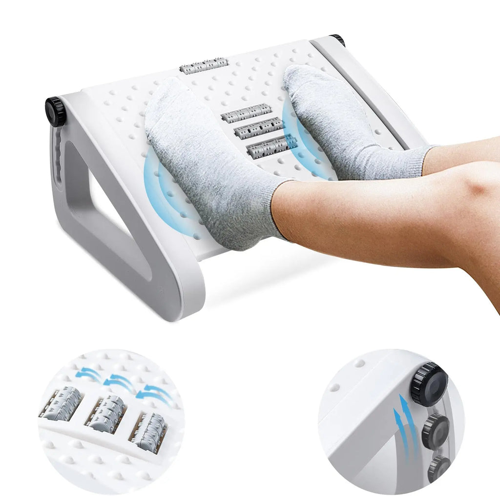 Under Desk Footrest Ergonomic with Massage Rollers Desk - GilloServ