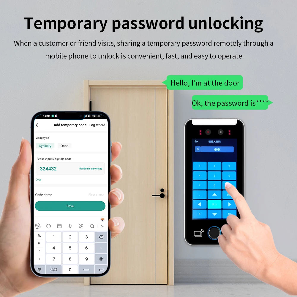 5 inch Touch Screen Server WIFI Tuya Face Recognition Fingerprint Access Control With RFID Reader Face Time Attendance Machine - GilloServ