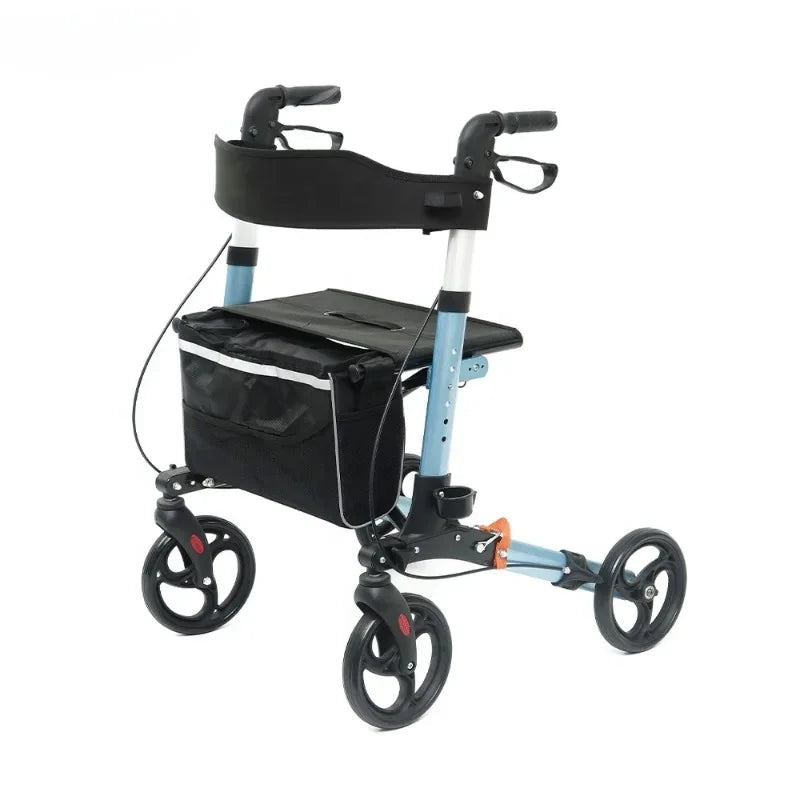 Aluminum Lightweight for Disable Adult Elderly Mobility Outdoor Walking Aids Folding Rollator Walker With Seat - GilloServ