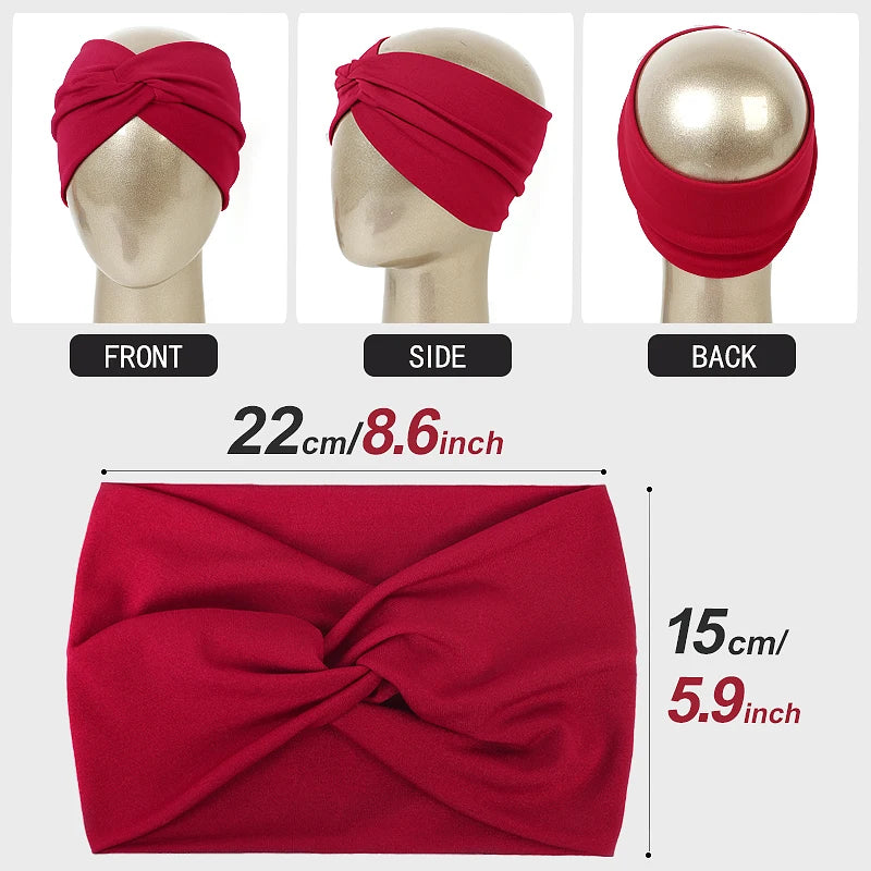 Women Solid Color Super Wide Headband Twisted Criss Cross Elastic Hairband Yoga Running Sports Non Slip Sweat Hair Accessories - GilloServ