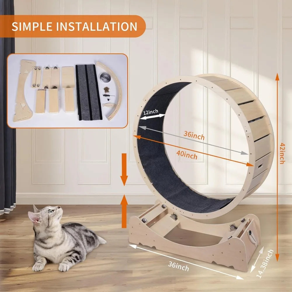 Large Cat Exercise Wheel 40 Inch Treadmill Exerciser for Indoor Cats - GilloServ