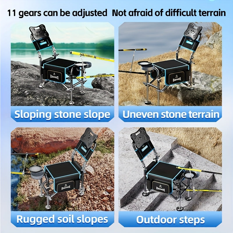 Portable Fishing Chair Adjustable Foldable Black Iron - GilloServ