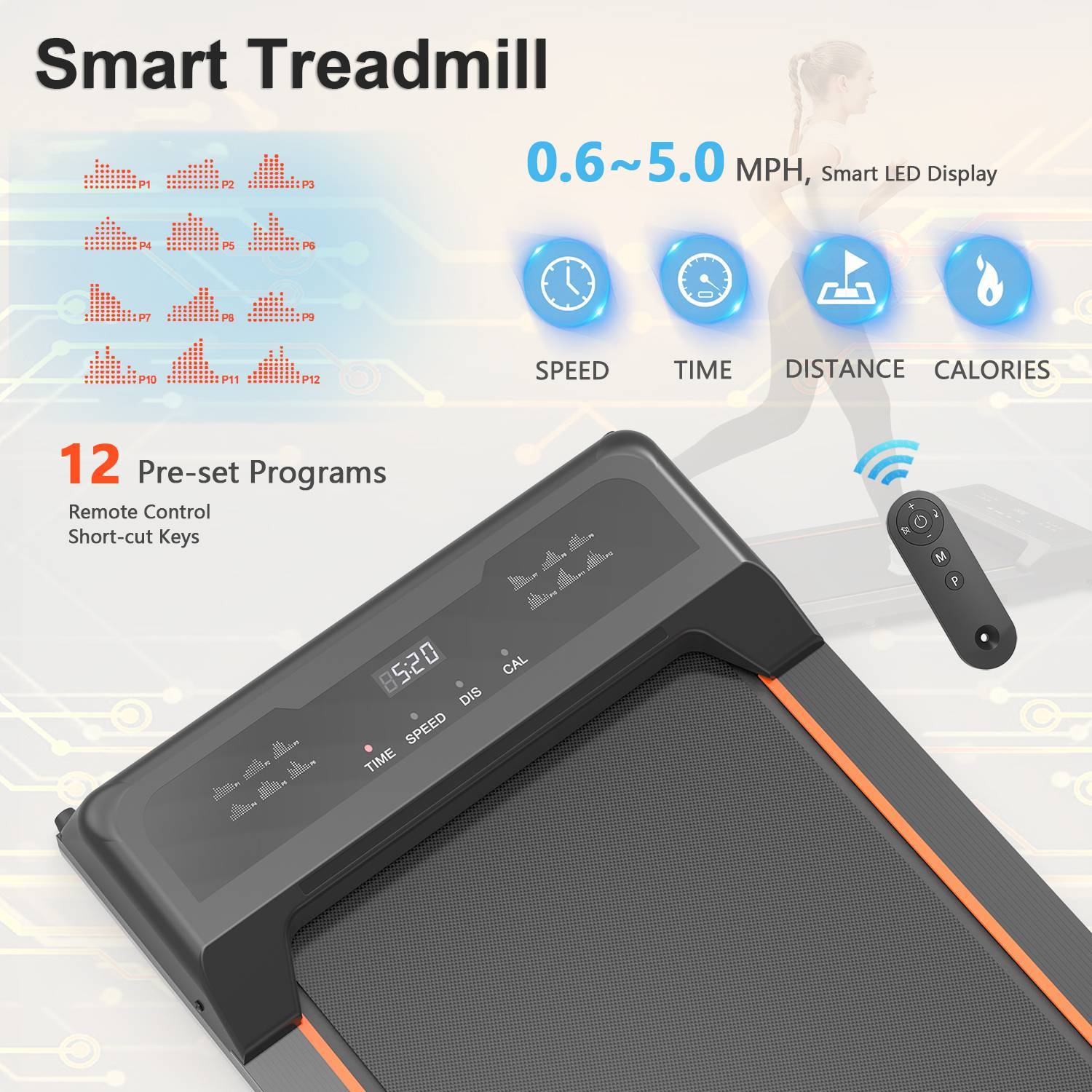 Walking Pad Under Desk Treadmill LED Display And Remote Control Portable Treadmill - GilloServ
