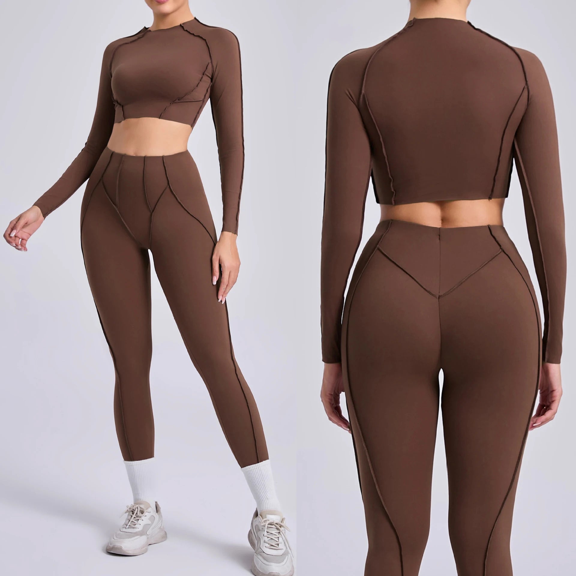 New Yoga Set Women Tracksuit Workout Legging Athletic Suit Long Sleeve - GilloServ