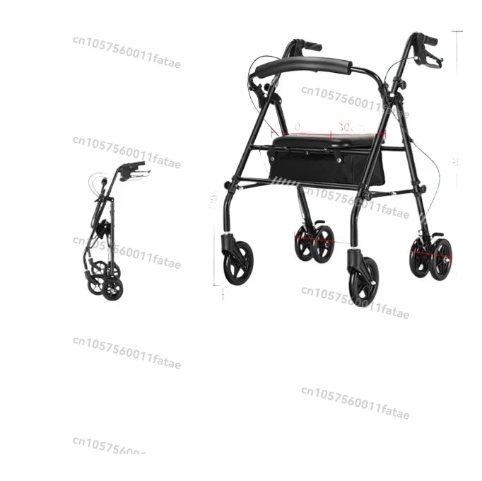 Portable Assistive Walking Support Rollator，Foldable Walker with Seat & Adjustable Height - GilloServ