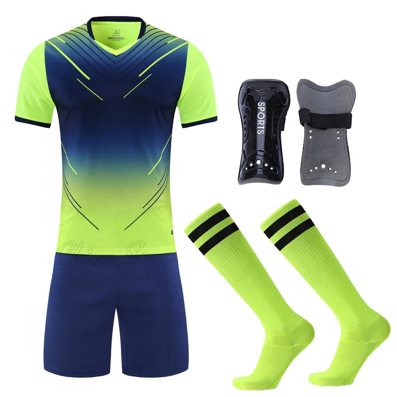 Football Jerseys Kits/Socks/Shin Pads Soccer Uniforms/Adult/Kid Suits