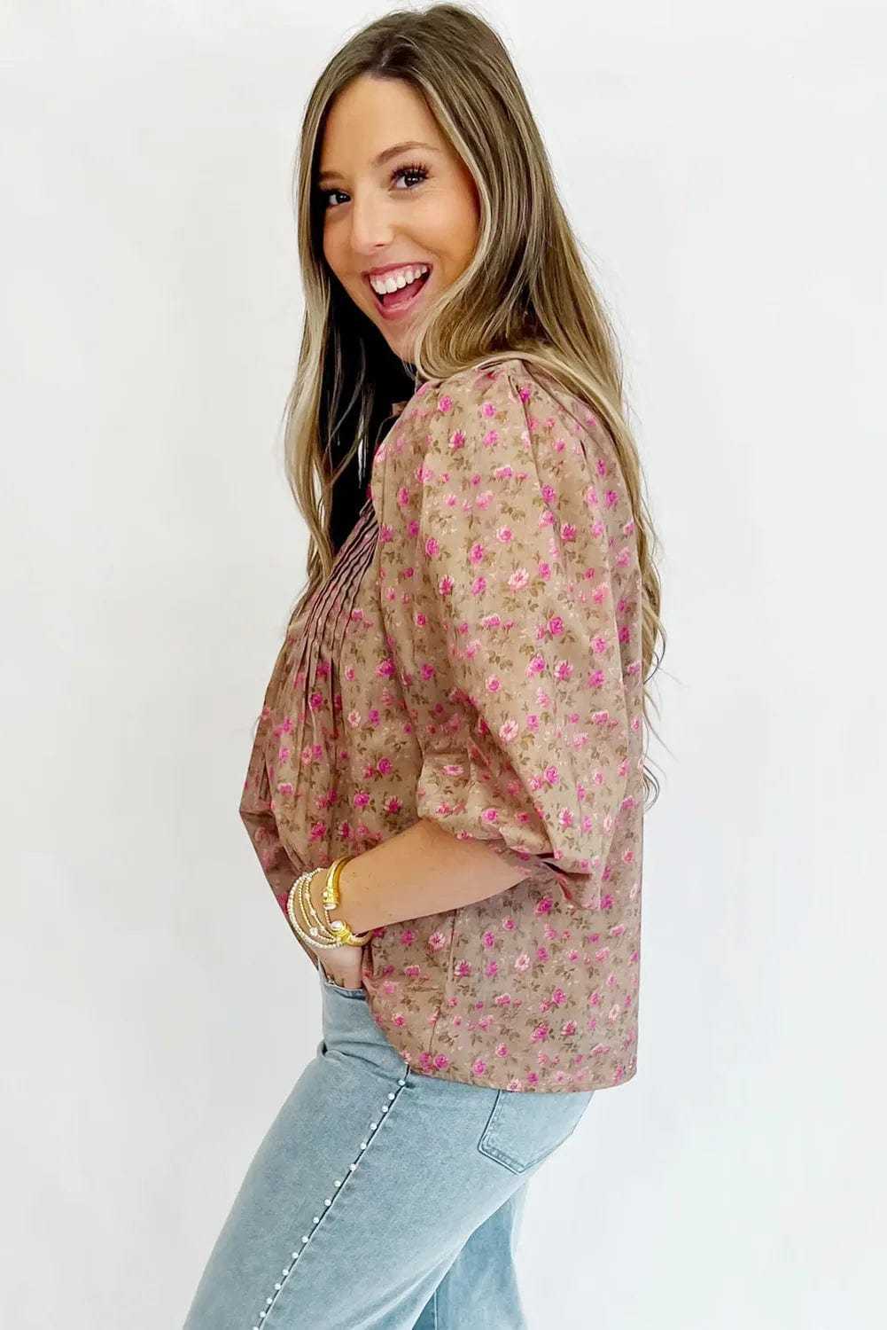 Floral Half Sleeve Blouse Top