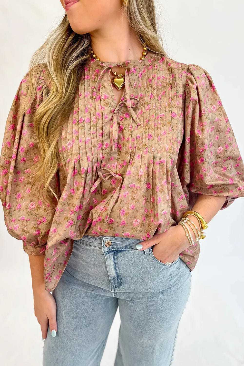 Floral Half Sleeve Blouse Top