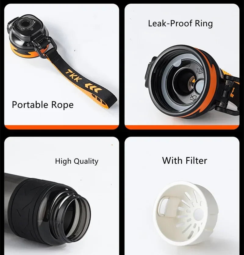 1000ml High Quality Water Bottle with Straw Portable Durable Tritan Material for Gym & Fitness Outdoor - GilloServ