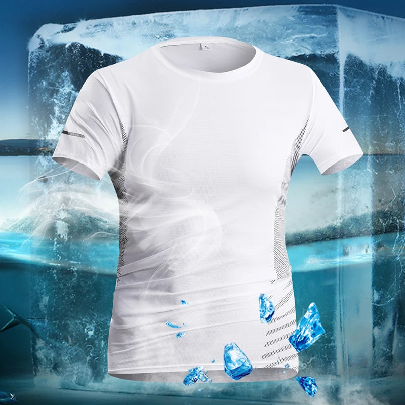 Running T-shirt Men Summer Ice Silk Thin Top