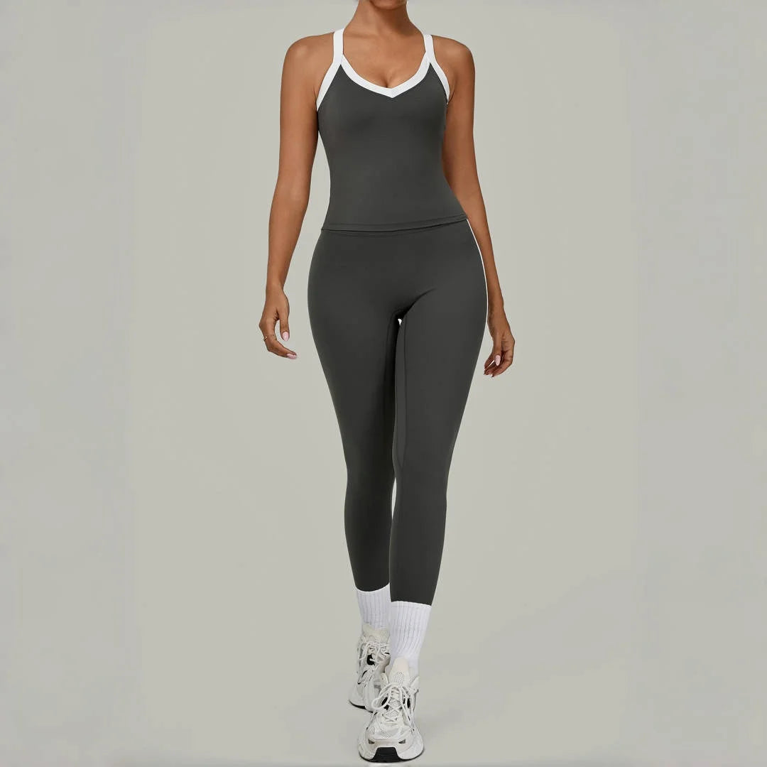 Yoga Suit Sports Fitness High Waist Peach// Hip Tight  Clothes Gym Leggings Set - GilloServ