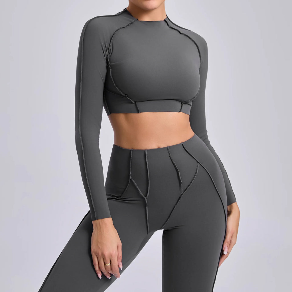 New Yoga Set Women Tracksuit Workout Legging Athletic Suit Long Sleeve - GilloServ
