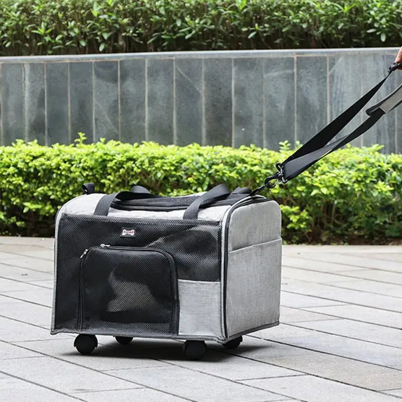 Rolling Pet Carrier Airline Approved Pet Carrier With Wheels Shoulder Bag For Dog/Puppy/ Kitten/ Outdoor Adventure Travel - GilloServ