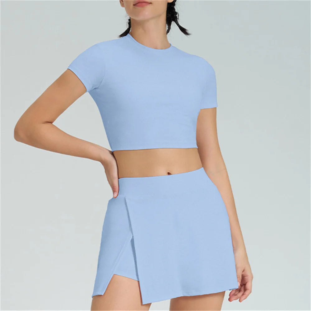 2PCS Pad Sports Crop Tops Women Shirt Yoga Set - GilloServ