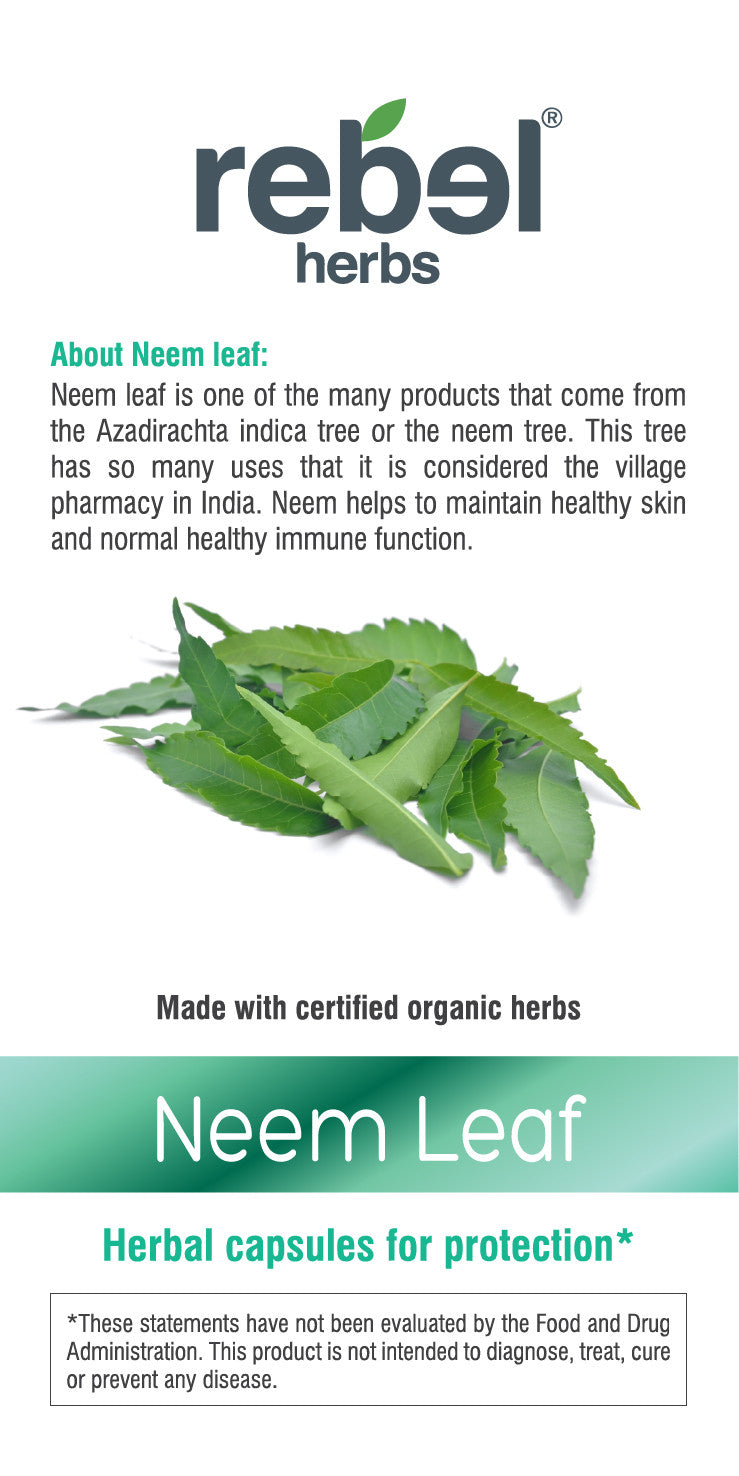 Neem Leaf Capsules Pure Azadirachta Indica Herbal Dietary Supplement