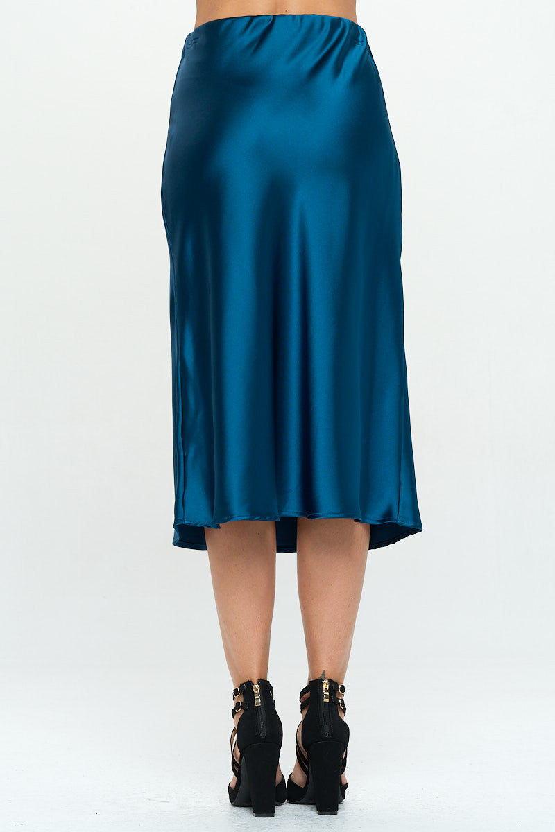 Solid Satin Midi Skirt-3