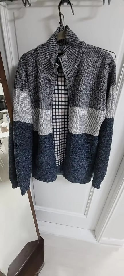 Mens Fleece Zipper Cardigan Winter Jacket Sweater-2