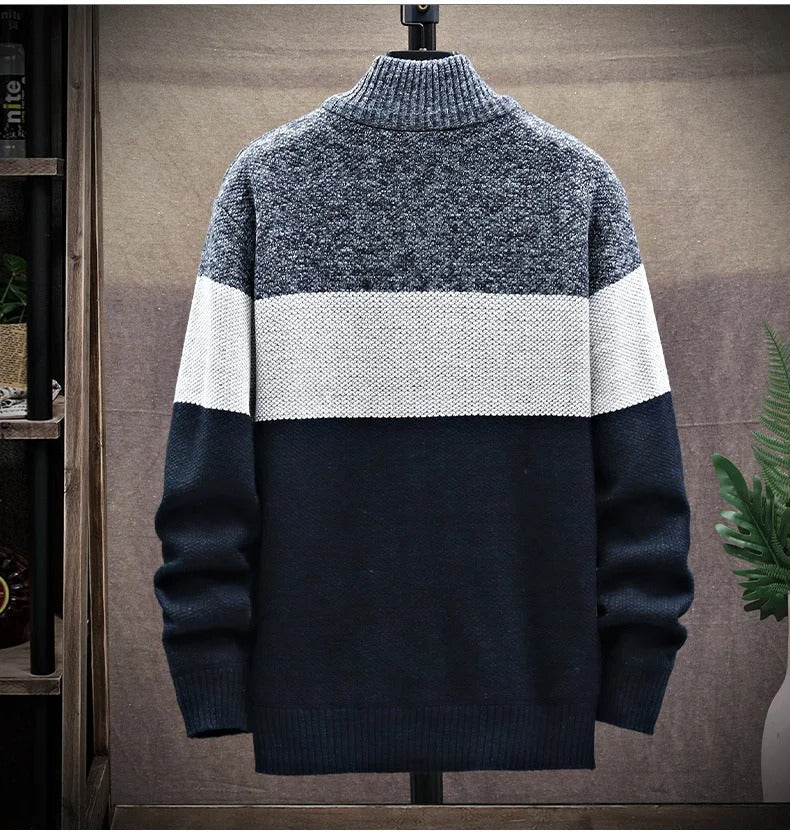 Mens Fleece Zipper Cardigan Winter Jacket Sweater-3