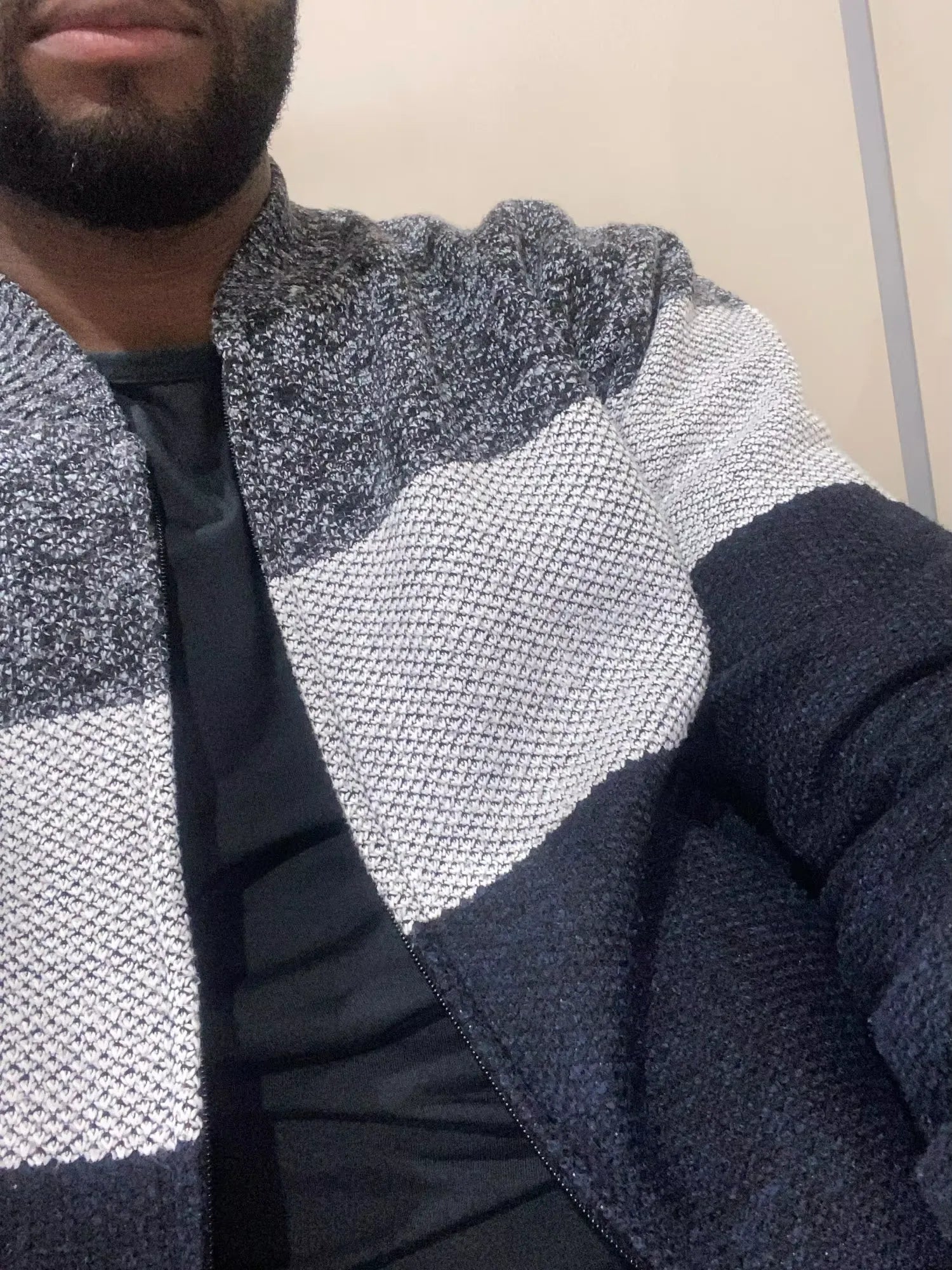 Mens Fleece Zipper Cardigan Winter Jacket Sweater-4