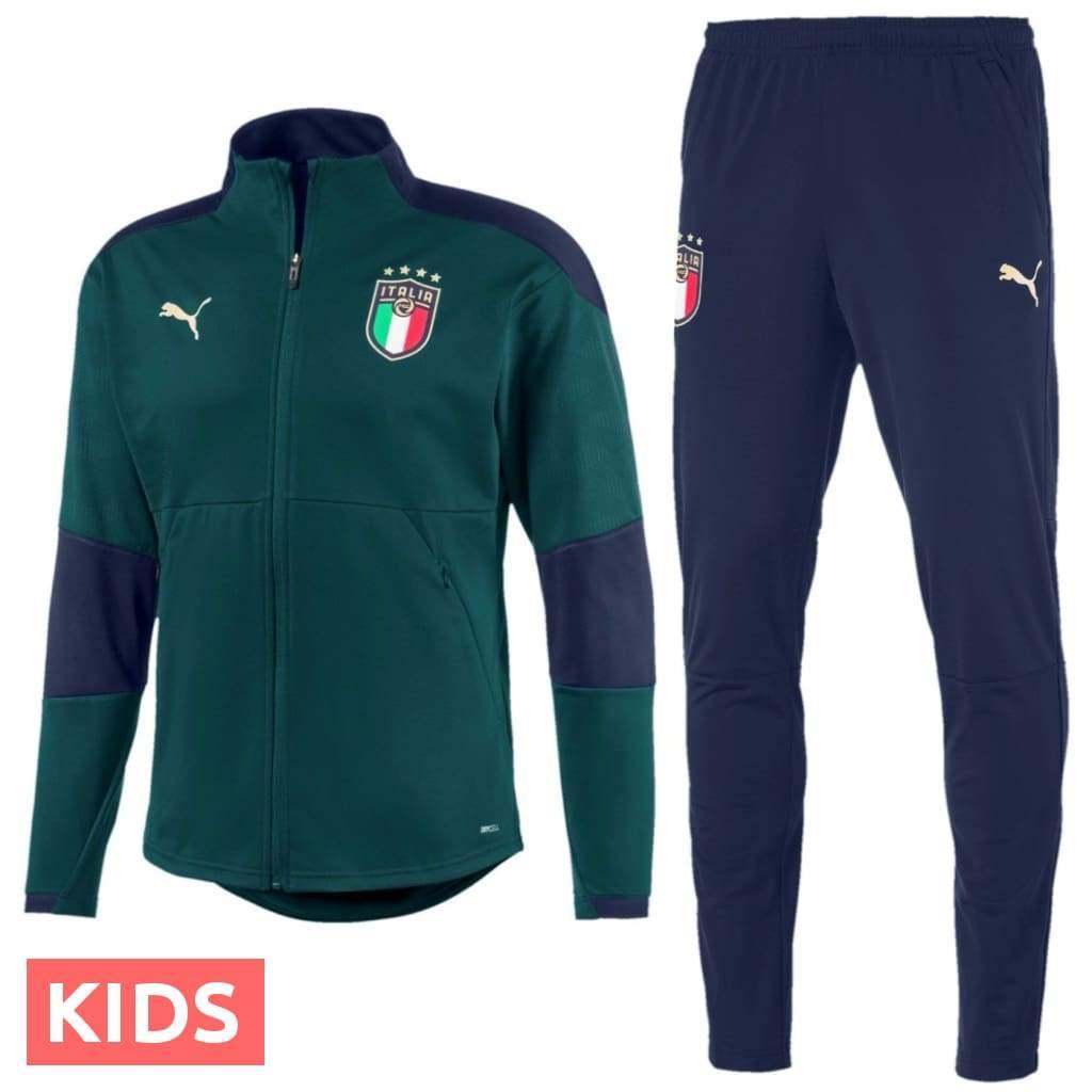 Kids - Italy national team green training Soccer Tracksuit
