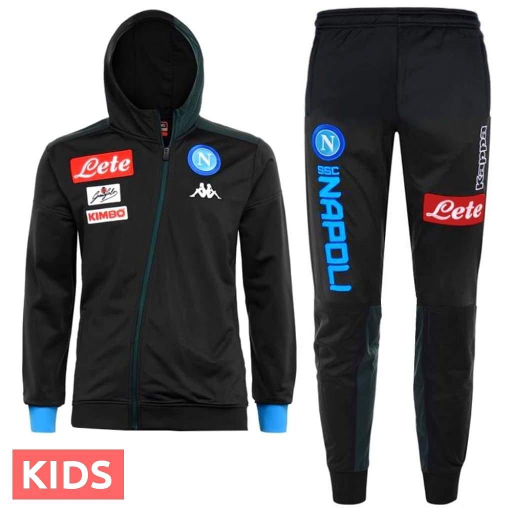 Kids - SSC Napoli dark blue hooded presentation soccer tracksuit