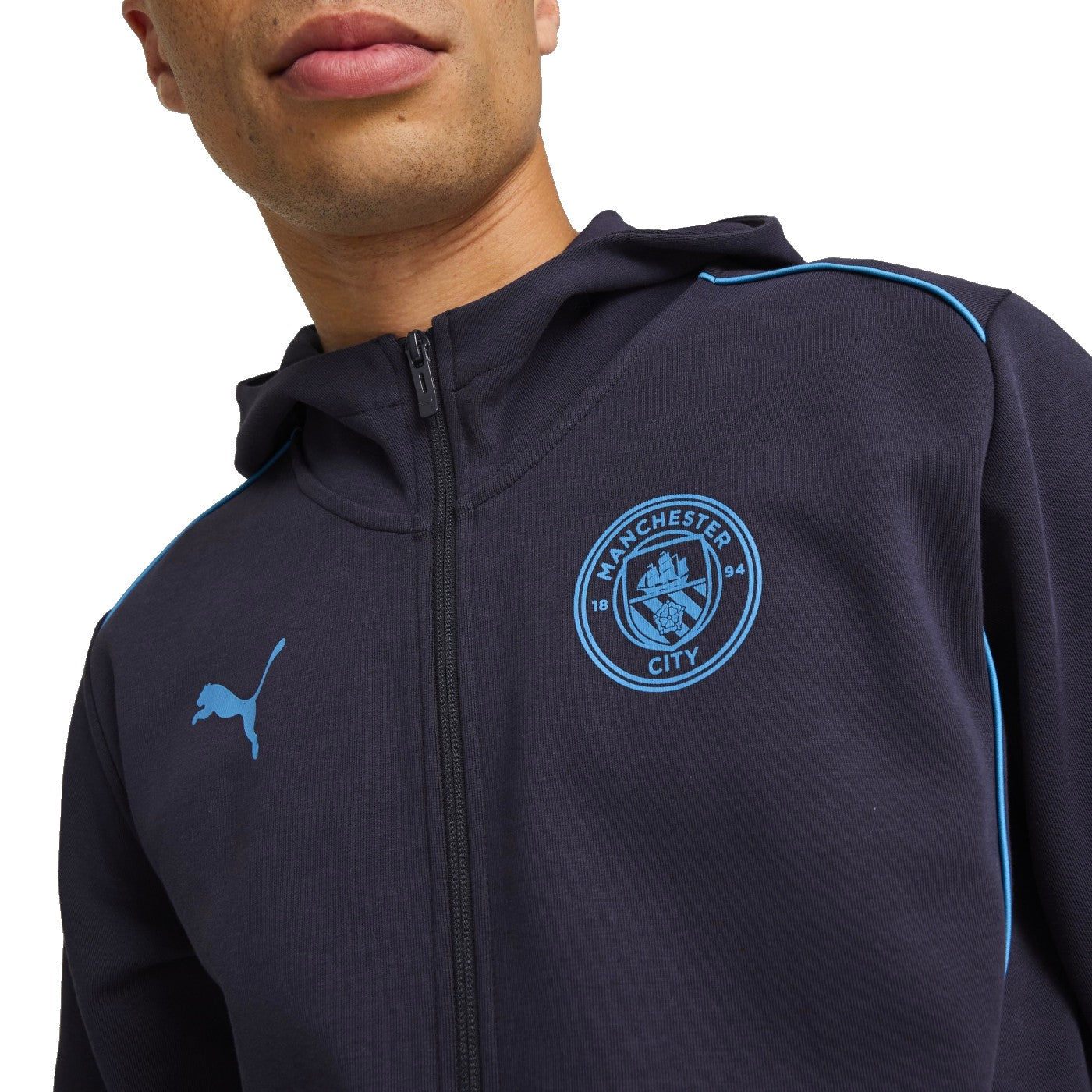 Manchester City navy Casual hooded presentation tracksuit