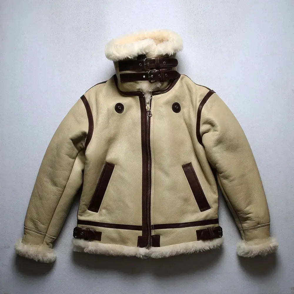 Mens Winter White Shearling Jacket-2