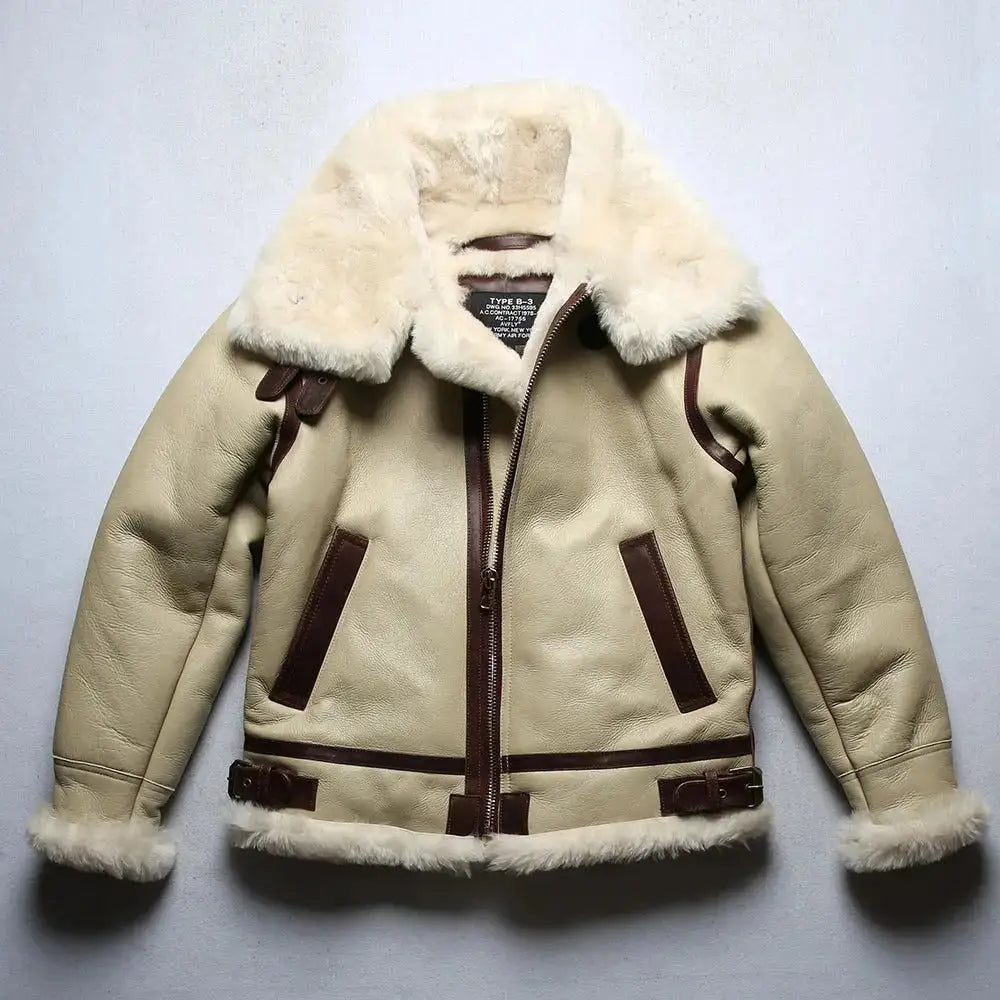 Mens Winter White Shearling Jacket-0