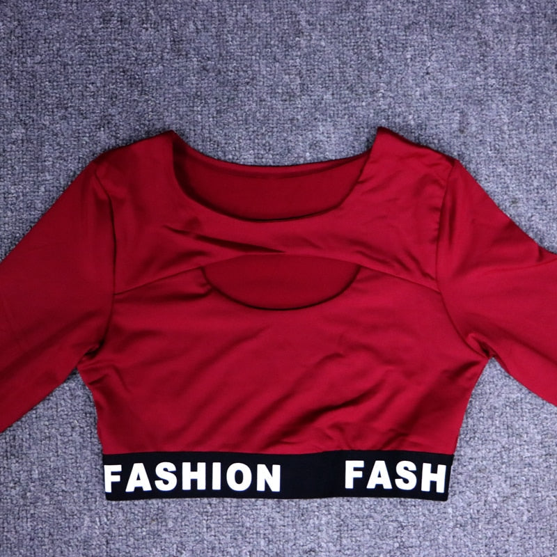 Women Fashion Letter Sport Leggings Bras Yoga Set Fitness - GilloServ