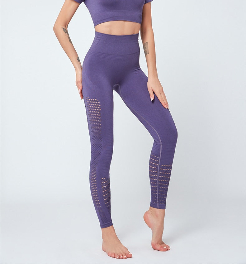 Sexy Hollow Out Seamless Sport Fitness Leggings - GilloServ