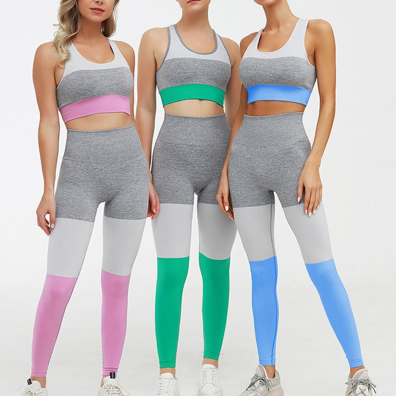Seamless Patchwork Yoga Sets Women Fitness Clothing - GilloServ