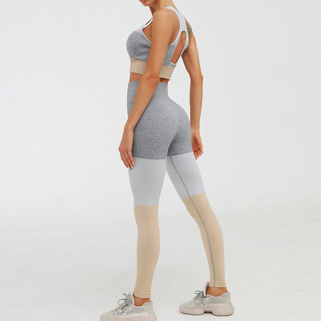 Seamless Patchwork Yoga Sets Women Fitness Clothing - GilloServ