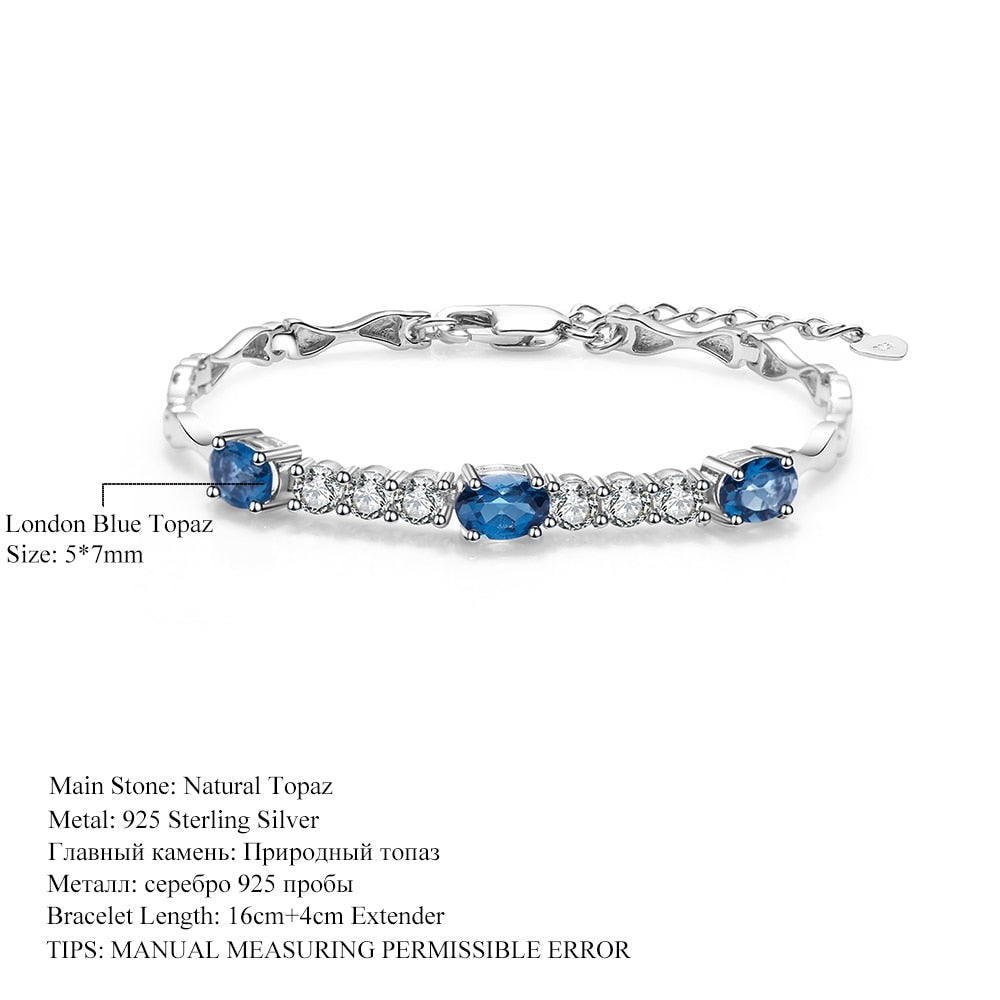 Natural Blue Bracelet 925 Sterling Silver Gemstone