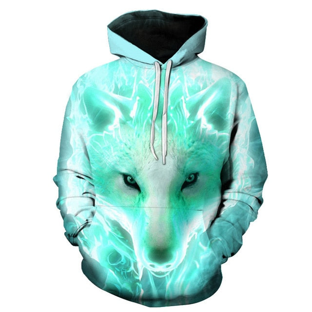 Fashion Galaxy Space 3D Hoodie bright wolf Print Hoodies