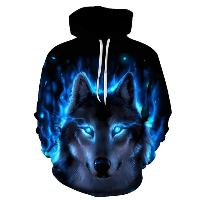Fashion Galaxy Space 3D Hoodie bright wolf Print Hoodies
