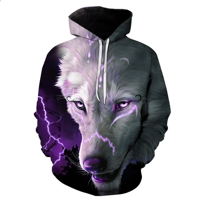 Fashion Galaxy Space 3D Hoodie bright wolf Print Hoodies