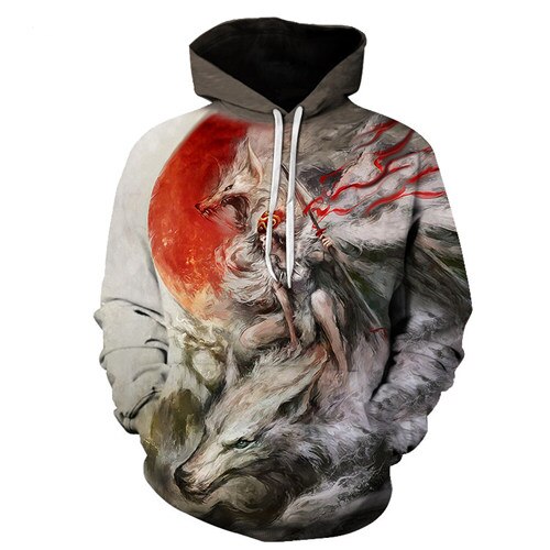Fashion Galaxy Space 3D Hoodie bright wolf Print Hoodies
