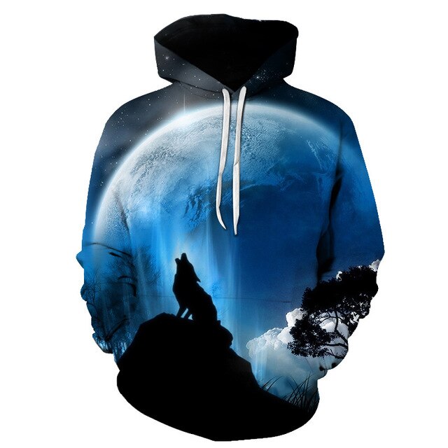 Fashion Galaxy Space 3D Hoodie bright wolf Print Hoodies