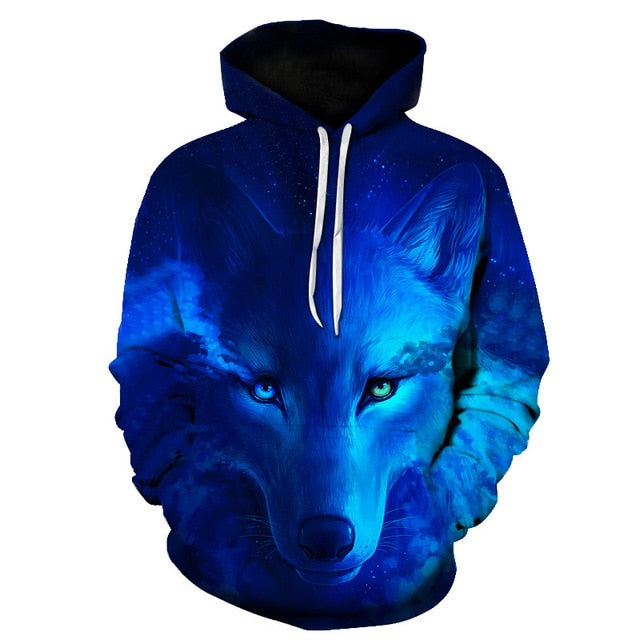 Fashion Galaxy Space 3D Hoodie bright wolf Print Hoodies