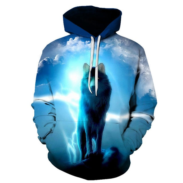 Fashion Galaxy Space 3D Hoodie bright wolf Print Hoodies