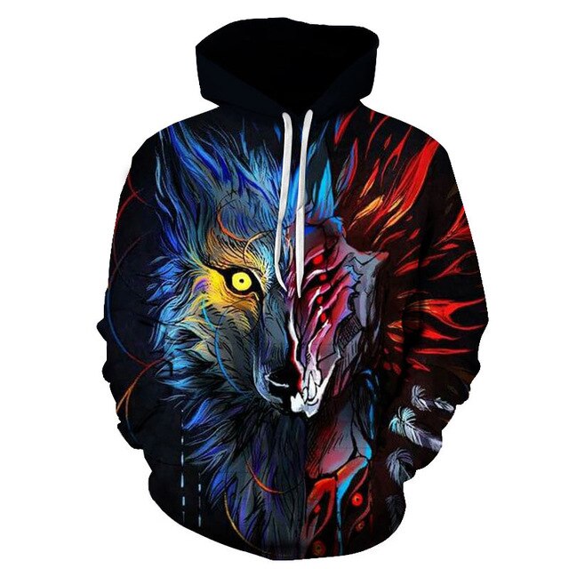 Fashion Galaxy Space 3D Hoodie bright wolf Print Hoodies